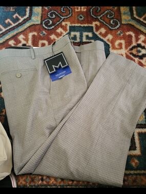 JM Collection Men's Gray Plaid Dress Pants